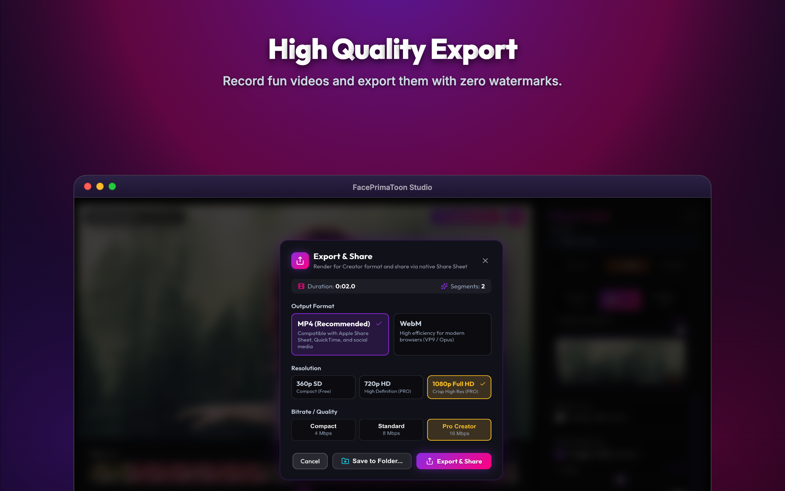 High quality local export